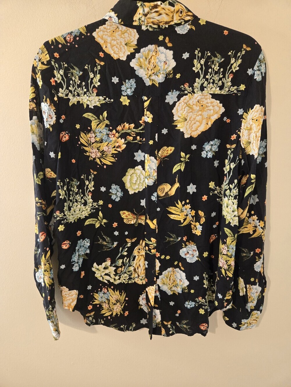 Maeve by Anthropologie Woodland Floral Animal Print Button Front Blouse Women's - Picture 4 of 6